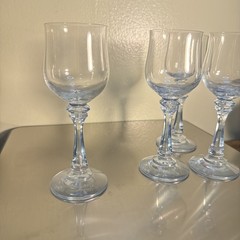 4 American Stemware Princeton Wine Glasses 8″ Sapphire Blue Crystal Goblets
