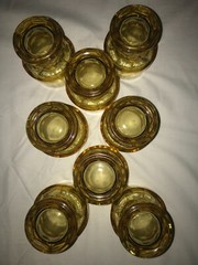 Set of 8 GEORGIAN HONEYCOMB Yellow GOLD Amber 8oz ROCKS GLASS Tumbler GOBLET 4″T