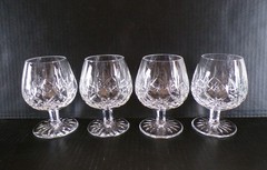Set of 4 Waterford LISMORE Brandy Glasses, Snifters 5 1/4″ Tall 12 oz, Signed