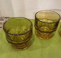Set of 4 Vintage Anchor Hocking Georgian Honeycomb Amber Juice Glass 3” ( S-1)