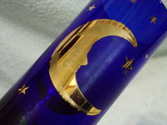 4 Culver Cobalt Blue 6 Inch Glasses Celestial Gold Stars & Moon With Stars Read