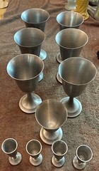 6 VINTAGE INTERNATIONAL PEWTER WINE GOBLETS CUP GLASSES 7.5 INCH with 5 Others