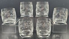 6 Import Assoc Cascade Double Old Fashioned Set Vintage Floral Whiskey Retro Lot