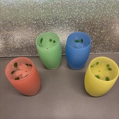 4 Tumblers Gay Fad Bartlett Collins Glasses Hand Painted Flowers Frosted