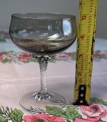 Set Of 4 Vintage SASAKI Coronation Smoke Gray Swirl Champagne Glasses 5” EXC