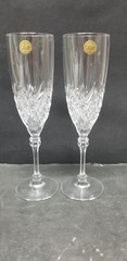2 CRISTAL D ARQUES FRANCE GARANTI CRYSTAL DURAND CHAMPAGNE FLUTES5 1/2 OZ