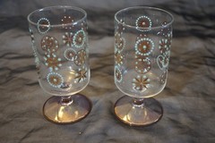 6 DOROTHY THORPE MCM ATOMIC STAR BURST SINCLAIR GLAMA GOLD CORDIAL GLASSES