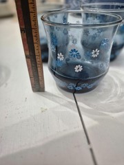 Libby Vintage Glasses Blue spring blossom flowers set of 3