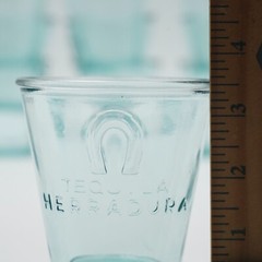 Tequila Herradura Aqua Blue Rocks Glass 1-Piece Horseshoe Barware