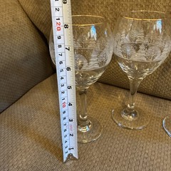 4 ARBY’S 8″ Wine Goblets Frosted Christmas Winter Snow Pine Trees Gold Rim #1