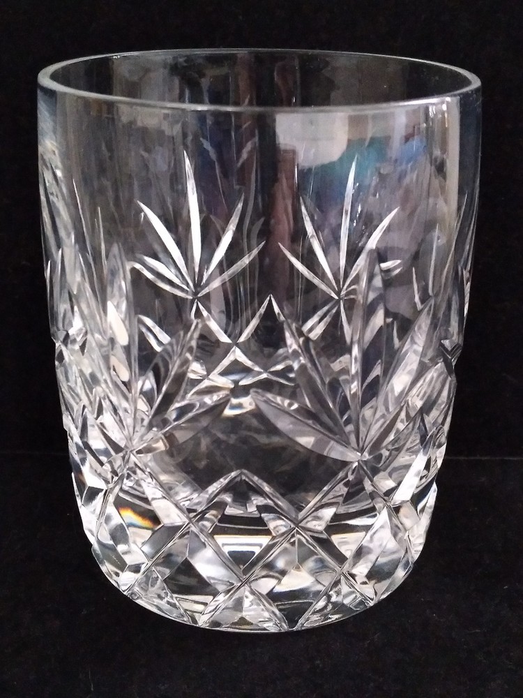 One (1) LENOX USA Charleston Double Old-Fashioned Glass Cut Criss-Cross & Fan