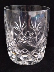 One (1) LENOX USA Charleston Double Old-Fashioned Glass Cut Criss-Cross & Fan