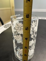6pc Vintage Libbey Clear w White Flowers 12oz Tumbler Glasses
