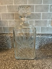 New! Paksh 7pc Italian Crafted Glass 34 1/4 oz Whiskey Decanter Set W/6 Glasses