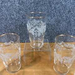 5~Vtg~Bartlett Collins~Frosted Grape Vine 22KT Gold Trim 5 Oz Glass Tumbler