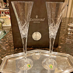 Waterford «Happy Celebration» Crystal Flutes Set in Original Box