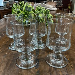 Set of 5 Vintage Holmegaard DANISH SHIPS CLEAR 6″ Water Goblets Signed HG EUC