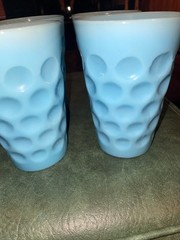 Fenton Light Blue Opalescent Coin/Dot Tumbler Thumbprint 1939 – 6 Tumblers