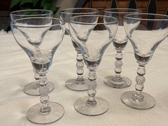 VTG Crystal 2 oz. Cocktail Liquor Glasses with Cut Sphere on Stem (set of 7)