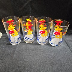 Hazel Atlas MCM Spanish Mexican Fiesta Tumblers Juice Glasses Set of 4