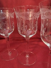 Vintage Set 5 Art Deco Etched Water Goblets MCB34 By McBride Retired Rare Find