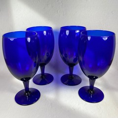 VTG. ITALIAN Premiere Cobalt Wine/Water Goblets, Set of Four (4) 16 oz