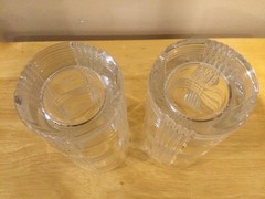 2X- Ralph Lauren Glen Plaid Crystal Highball Tumblers Glass 6 1/4″