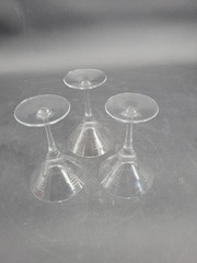 Elegant Set of 3 Krosno Poland Crystal Martini Cocktail / Glasses 6.5″ T X 4.5 D