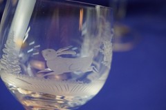Wildlife Hunting Man Cave Crystal Set of 6 White Wine Glasses NWT Germany (Y7)