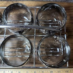 Set Lot 6 1960s Vitreon Queen Silver Fade Lusterware Roly Poly Glasses Ombre