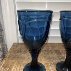 VTG NORITAKE Sweet Swirl Midnight Blue Wine Glasses, 8 Ounces, Set Of 2.