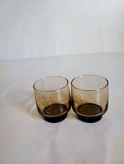 Set of 2 Vintage Tawny accent Smoked Glass Glasses
