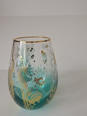 Cornet Barcelona Ocean Majesty Stemless Wine Glass Teal Gold