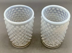Vintage Fenton Hobnail French Opalescent Juice Glass/Tumbler 5 oz. x 2