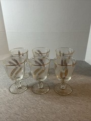 6 VTG Libby Gold Wheat Pattern Wine Goblets