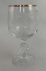 Bohemia Crystal-Crystalex Queen’s Lace Wine Glass Goblet 5.75” Gold Set Of 3