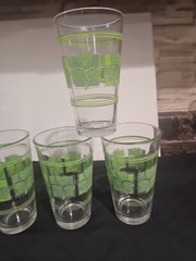 Set of 6 Vintage Libbey Shamrock Clover Glass Tumblers