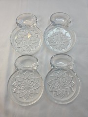 Fostoria American Lead Crystal Coasters (4) Drink Lemon Cigarette Holders Vtg