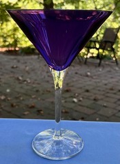 Set of TWO Waterford Crystal Amethyst Purple Oversized Martini Goblets Glasses