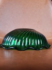 Vintage Anchor Hocking Forest Green Glass Bowls Ruffled Edge 6.5″ and 7.5″
