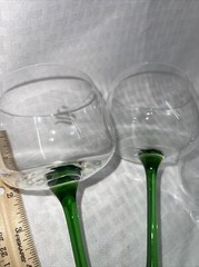 Vintage Verrerie D’Arques France Wine Green Stem Luminarc Monogram “S” Set Of 3
