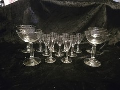 13 Pc Set Of VTG Libbey «3002» Column Stem Stemware 4 Champagne 9 Cordial