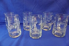 Wildlife Hunting Man Cave Crystal Set of 6 Beer MUGS NWT Germany(Y7)