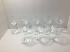 8 Vintage Martini Wine Sherbet Champagne Glasses w/Etched Flower Design 2-3/4″