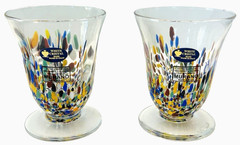 MURANO Italy White Crystal Cocktail Tumbler Wine Goblet Confetti – Set Of 2