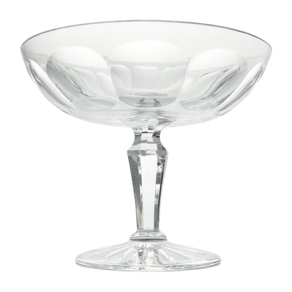1940s Vintage Kosta-Boda Crystal Panel Coupe Compote Stem Bowl 5” Signed