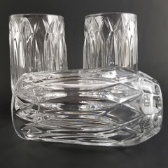 3 Mikasa Fine Crystal Highball Tumbler Glasses Saxon Pattern Barware Cocktail