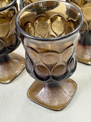 Noritake Spotlight Walnut Brown Wine Glasses 4 5/8″ Goblets 70s Vtg Set of 6