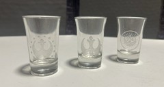 Custom Star Wars Jedi/Rebel Engraved Shot Glasses(3)-Very Rare-Fast Free Ship