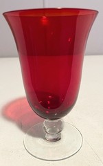 Vintage Noble Excellence City Lights Red Hand Blown Water Goblets 7” X 4” In Box